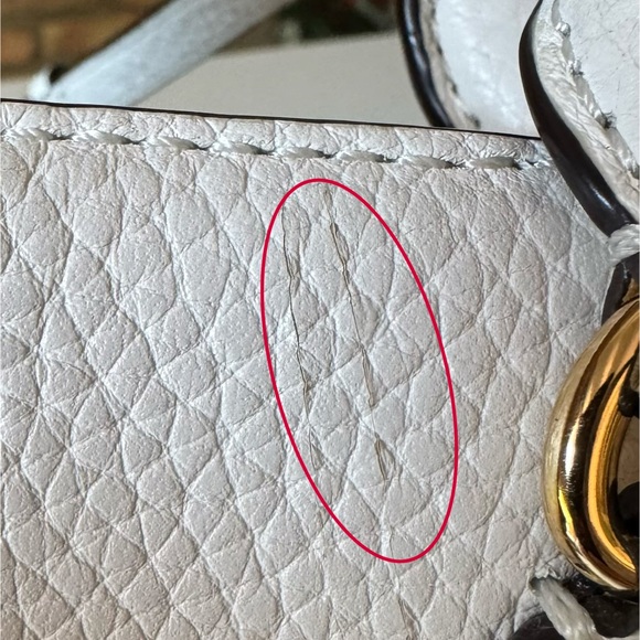 Michael Kors White Pebbled Leather with Gold Accents Satchel - Picture 16 of 16